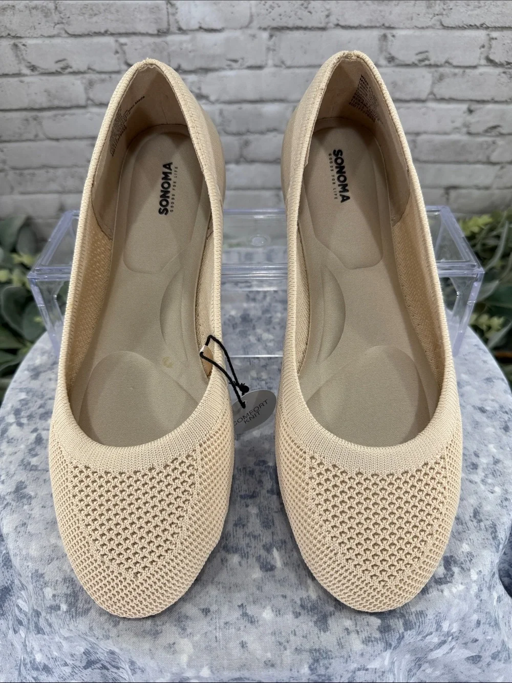 SONOMA “Sesame” Taupe Round-Toe Stretch Mesh-Knit Ballet Flats WMS 7.5M NWT&NIB